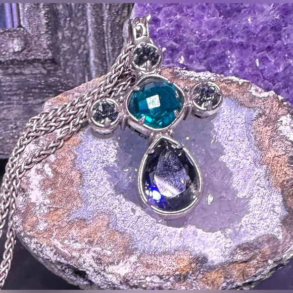 BRIGHTON YOUR TRUE COLOR GRACEFUL Cross Green Purple Swarvoski Tanzanite Crystal - Picture 4 of 8
